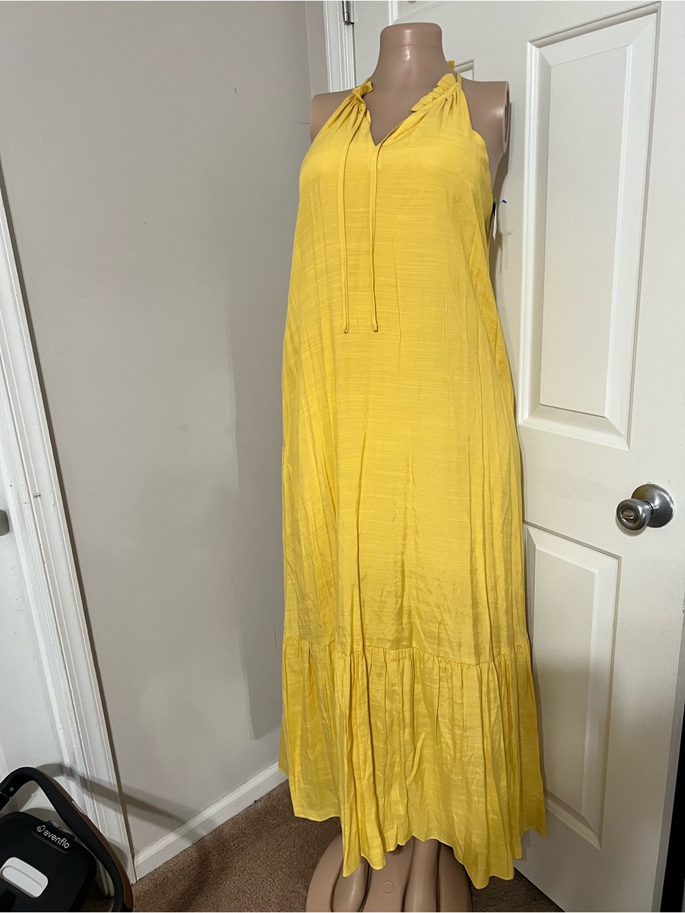 Nine West Bright Yellow Halter Maxi Dress
